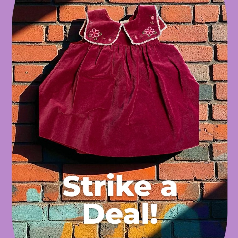 Vintage Burgundy Kids Formal Dress velvet 2T